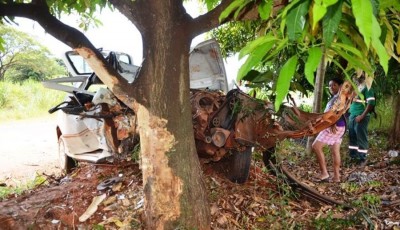 Ivinhema: Condutor de VW Gol perde controle da direção de veículo e colide em árvore