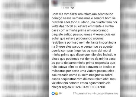 Após sequestro com morte em Campo Grande, relatos de mulheres perseguidas se multiplicam