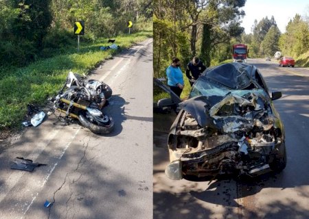 Gloriadouradense sofre grave acidente entre moto e carro na BR-282, Oeste de Santa Catarina