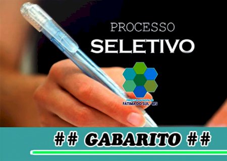 Divulgado o gabarito preliminar da prova objetiva do Processo Seletivo da Prefeitura de Fátima do Sul
