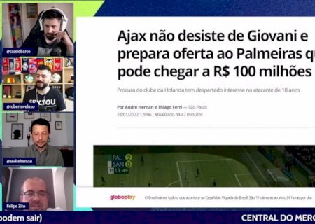 Ajax não desiste de Giovani e prepara oferta ao Palmeiras que pode chegar a R$ 100 milhões>