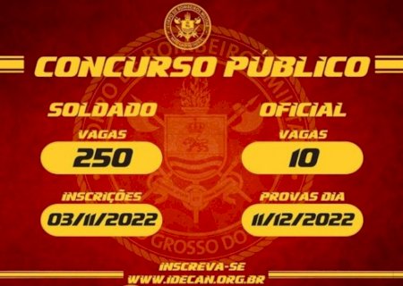 Inscrições para concurso do Corpo de Bombeiros com 260 vagas  começam na quinta
