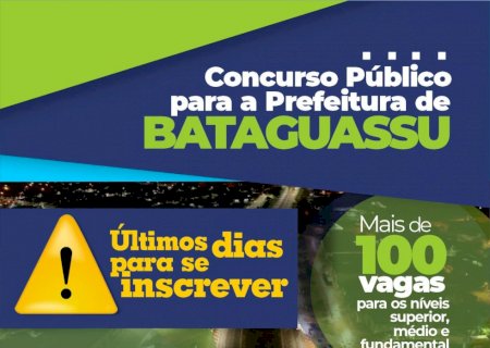 Inscrições para Concurso Público da Prefeitura de Bataguassu se encerram nesta quinta-feira