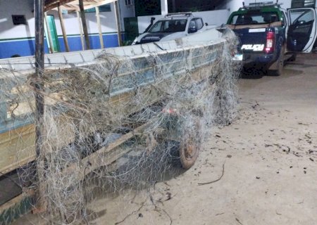 PMA realiza fiscalização fluvial e em estradas vicinais margeando o rio Dourados, aborda 149 pescadores e apreende 25 redes de pesca, espinhéis e anzóis de galho