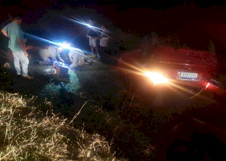 Morador em Fátima do Sul fica ferido em capotamento na Linha do Caraguatá, em Vicentina