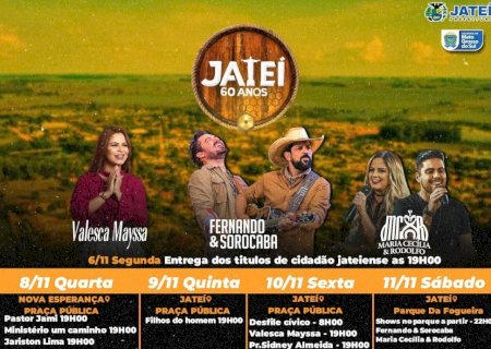 60 anos: Jateí anuncia atrações e programação oficial de seu aniversário
