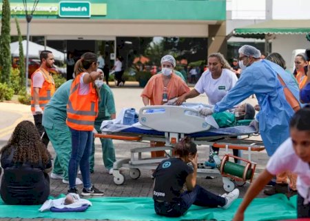 Em Campo Grande, simulação de grande incêndio treina equipe de hospital no resgate a pacientes