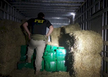 PRF apreende 2,3 toneladas de maconha escondidas em carga de feno
