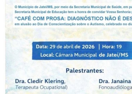 Com olhar para a inclusão, Jateí faz roda de conversa sobre o autismo nesta 4ª feira dia 29