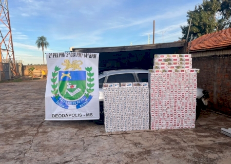 PM de Deodápolis apreende carga de cigarros contrabandeados>