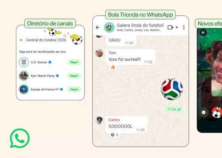 WhatsApp ganha emoji da bola da Copa de 2026 e fun&ccedil;&otilde;es tem&aacute;ticas>