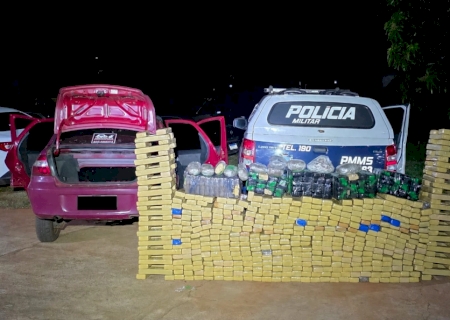 PM de Deodápolis apreende 608 kg de maconha e skunk e prende acusado de tráfico de drogas