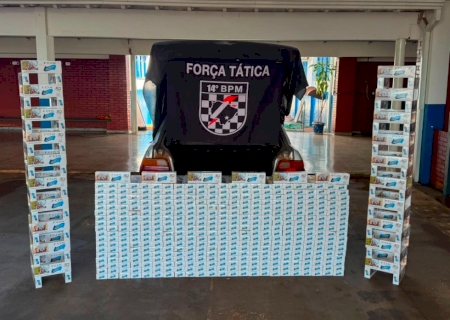 PM de Fátima do Sul apreende cigarros contrabandeados que iriam para Nova Andradina>
